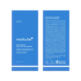 medicube Hyaluronic Multi Peptide PDRN Serum displayed with other skincare products