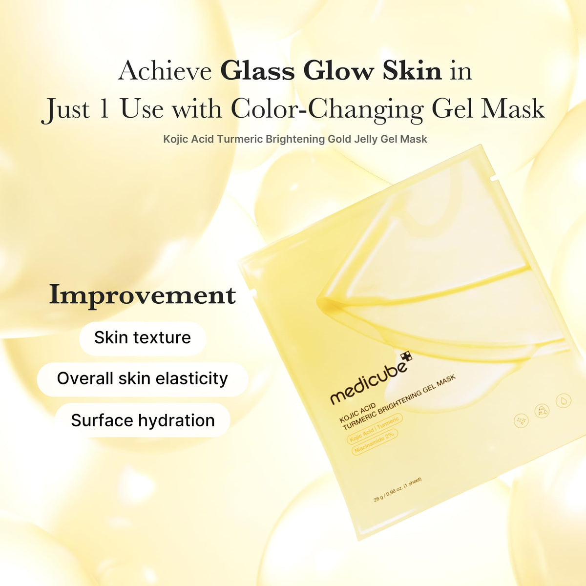 medicube Jelly Gel Mask in use with glowing skin