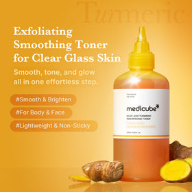medicube Kojic Acid Turmeric Smoothing Toner back view with ingredients