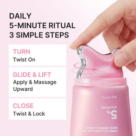 medicube PDRN Collagen Gua Sha Neck Cream with a hand applying