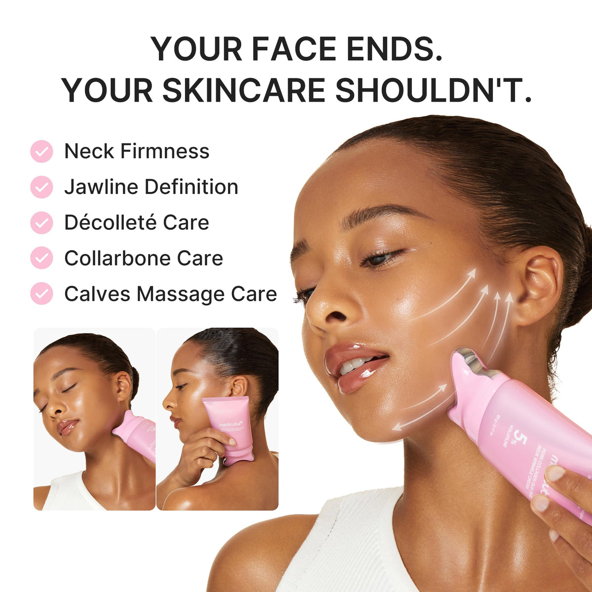 medicube PDRN Collagen Gua Sha Neck Cream with gua sha head