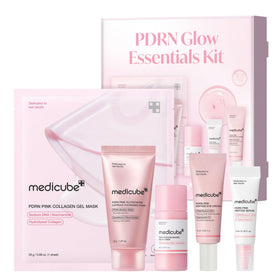 medicube PDRN Glow Essentials Kit front view with all products displayed