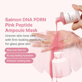 medicube PDRN Pink Peptide Ampoule Sheet Mask application on model's face