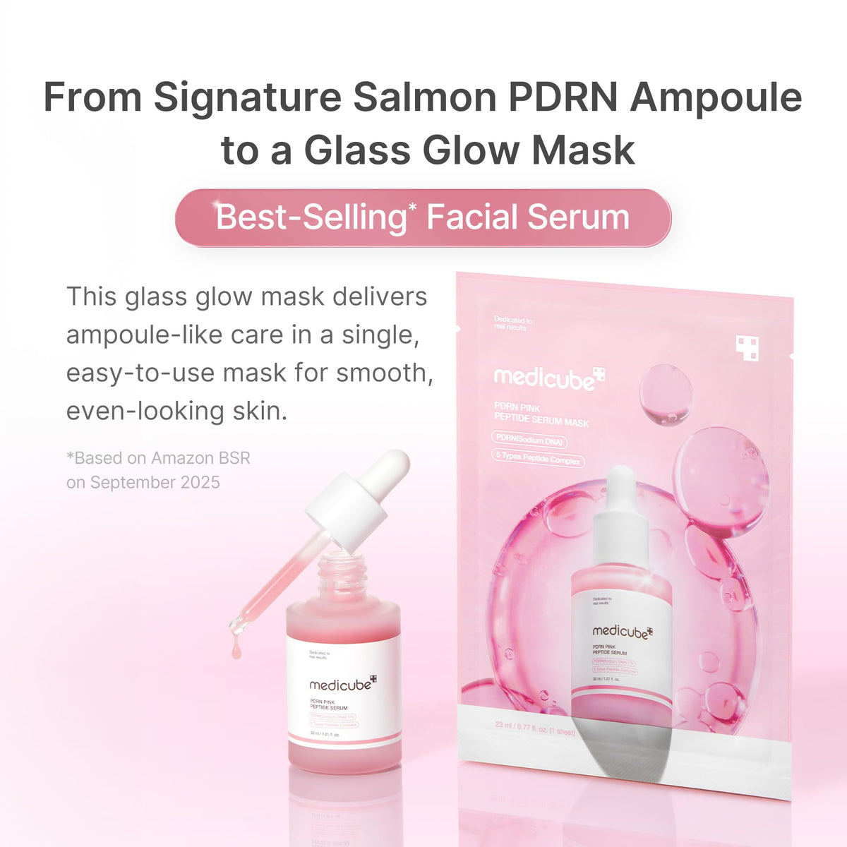 medicube PDRN Pink Peptide Ampoule Sheet Mask close-up of sheet