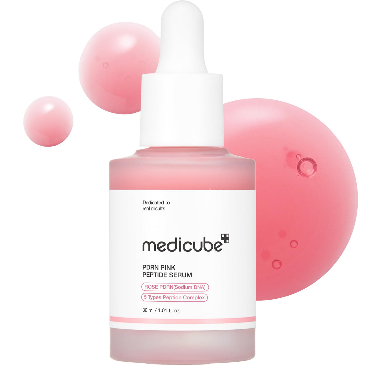 medicube PDRN Pink Peptide Serum front view with packaging