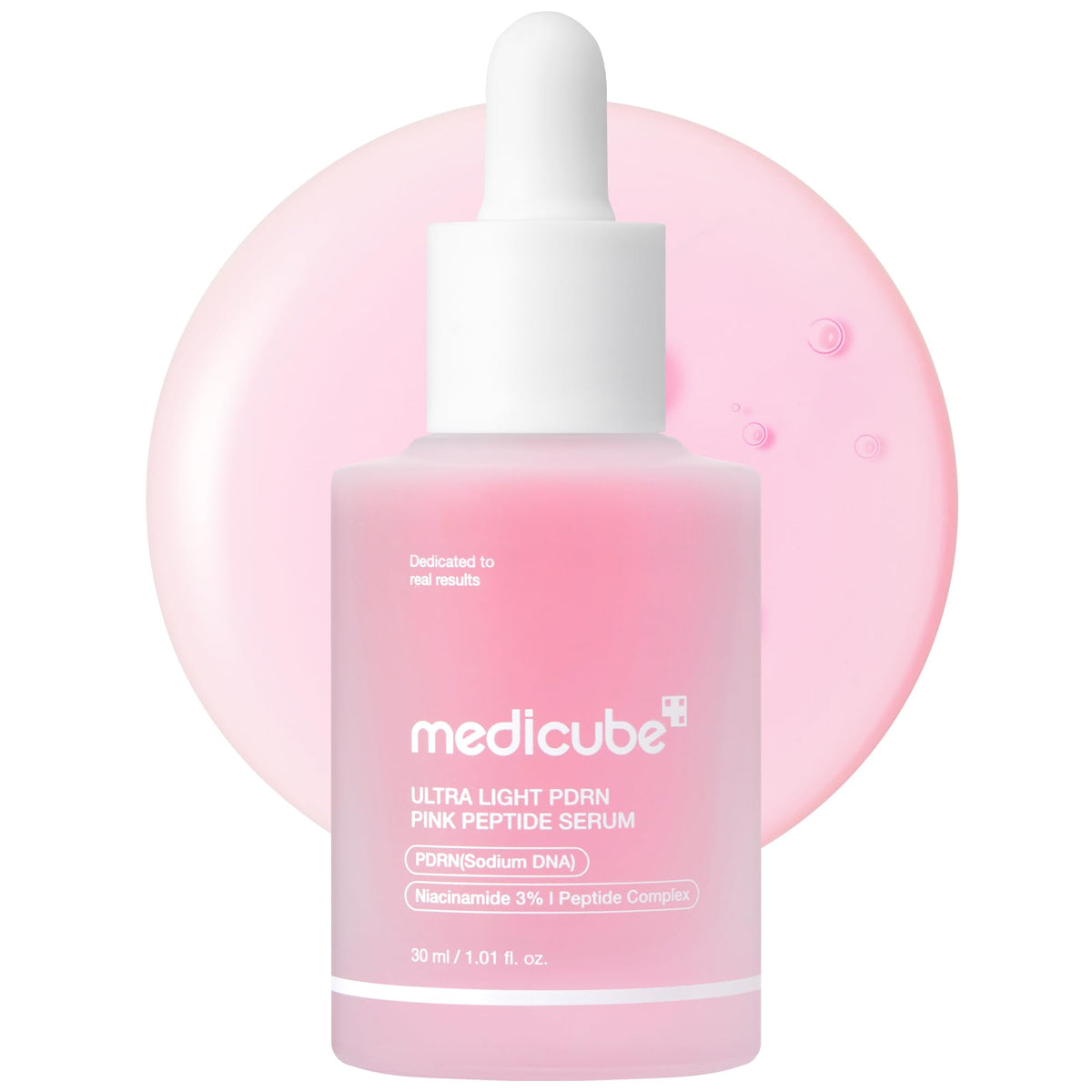 medicube PDRN Pink Peptide Serum front view with packaging