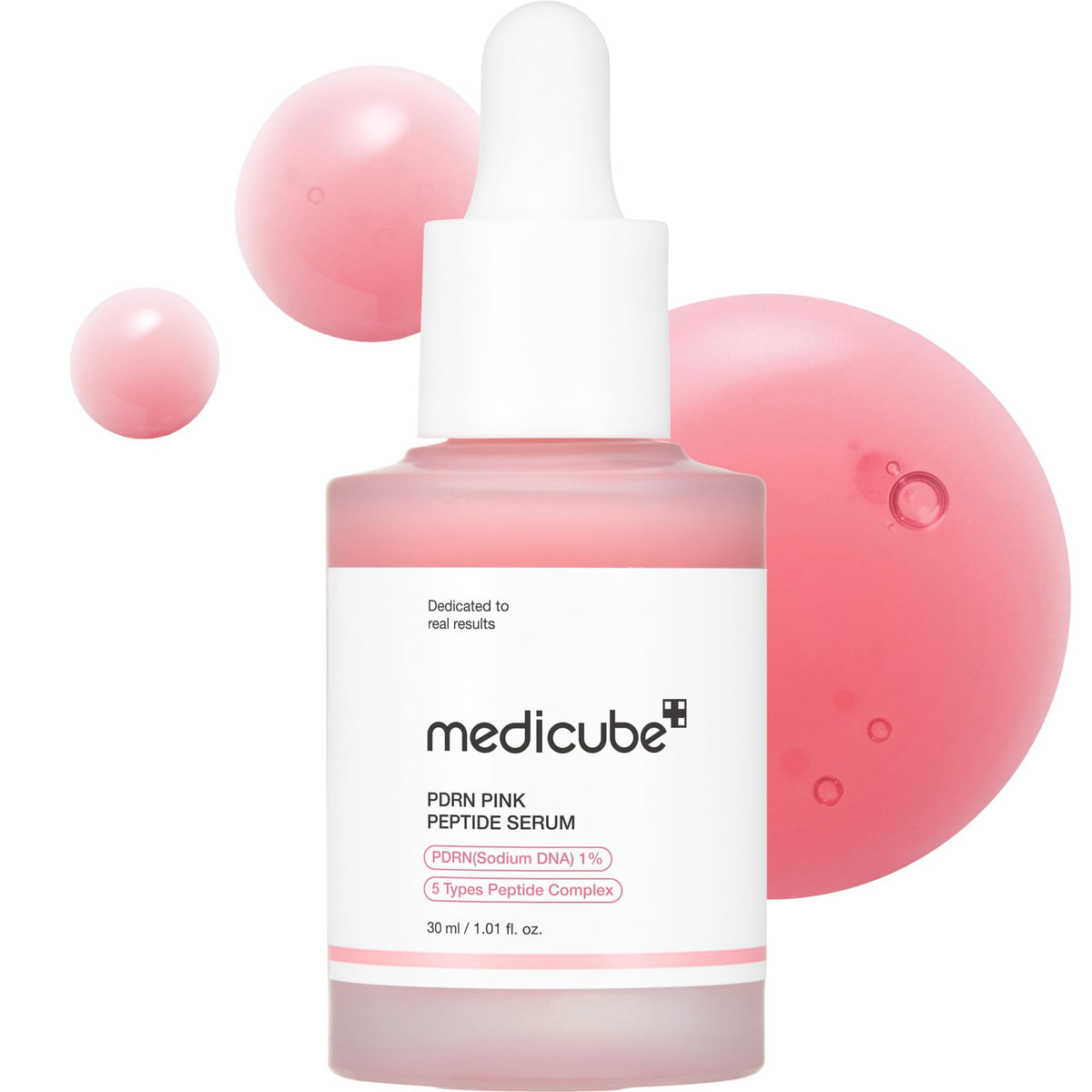 medicube PDRN Pink Peptide Serum front view with packaging