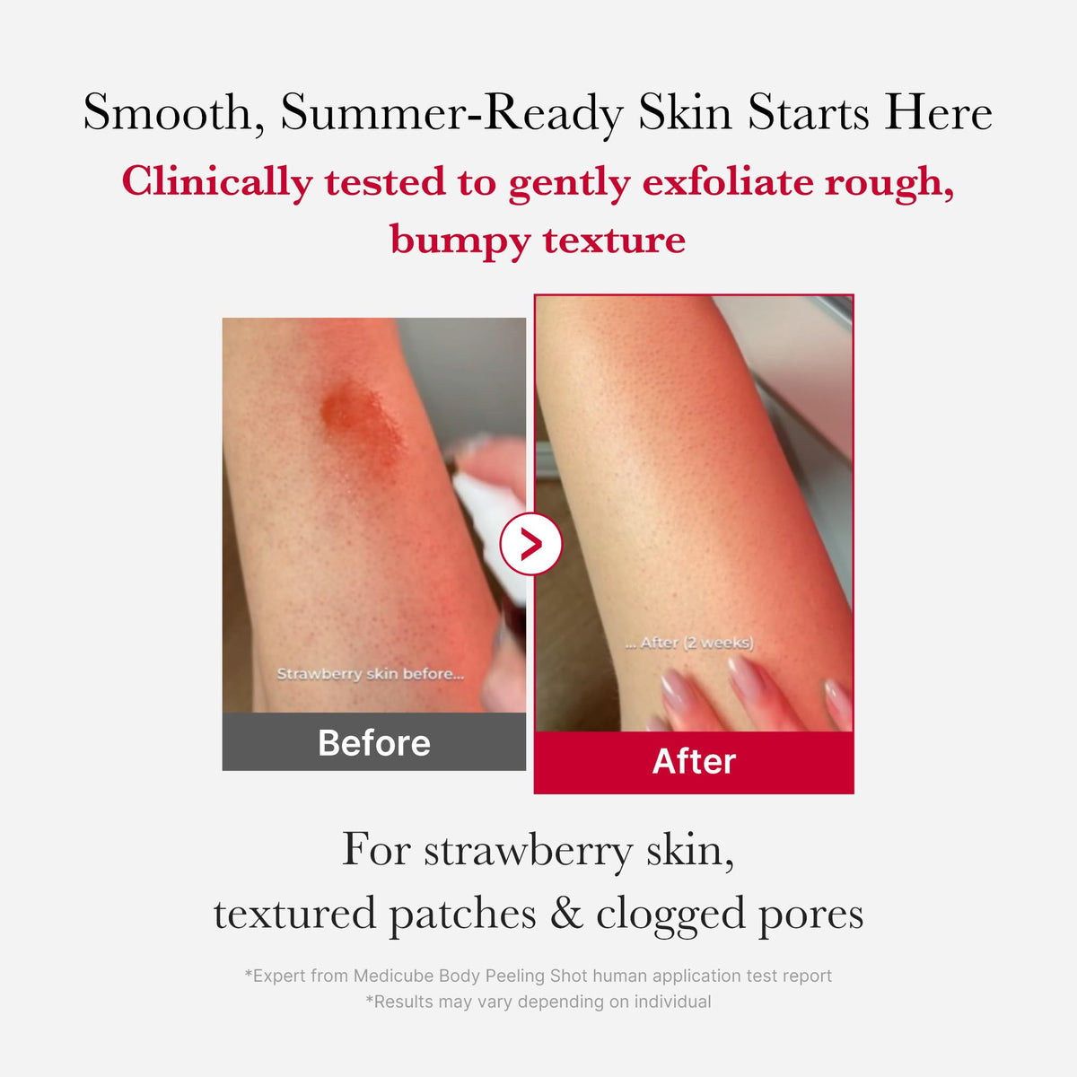 medicube Red Body Peeling Shot back view showing ingredients