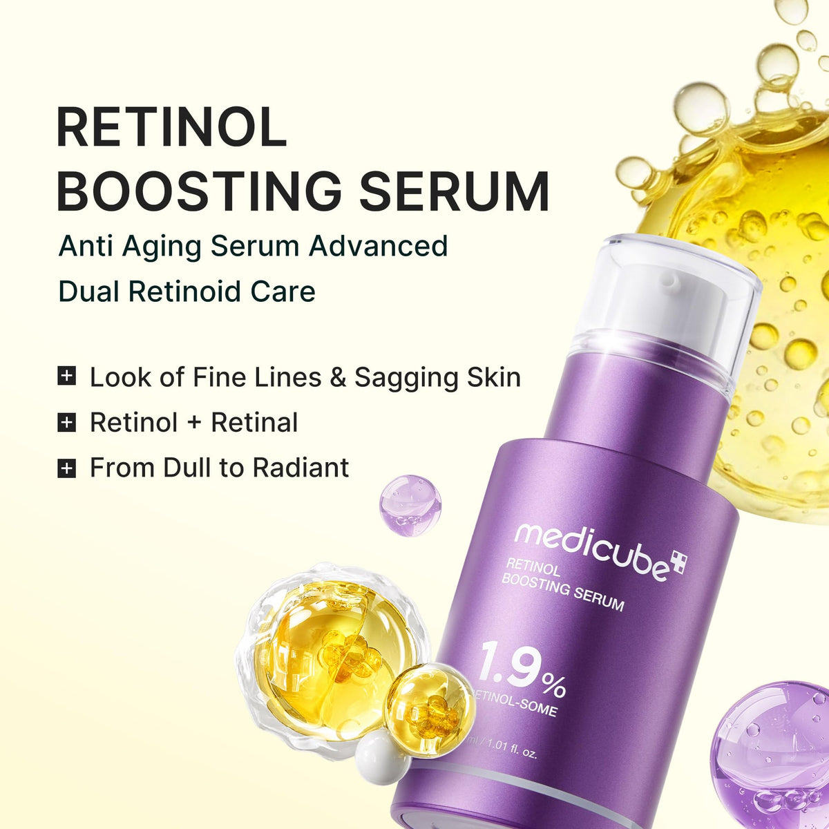 medicube Retinol support Serum bottle side view