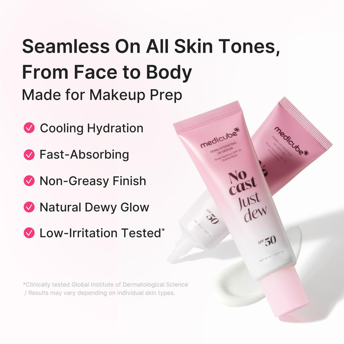 medicube Sunscreen No Cast Just Dew serum applied on skin