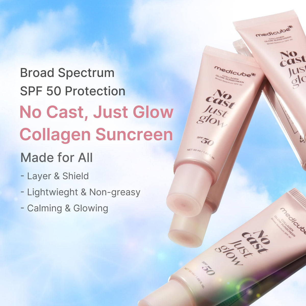 medicube Sunscreen No Cast Just Glow Collagen SPF 50 texture close-up