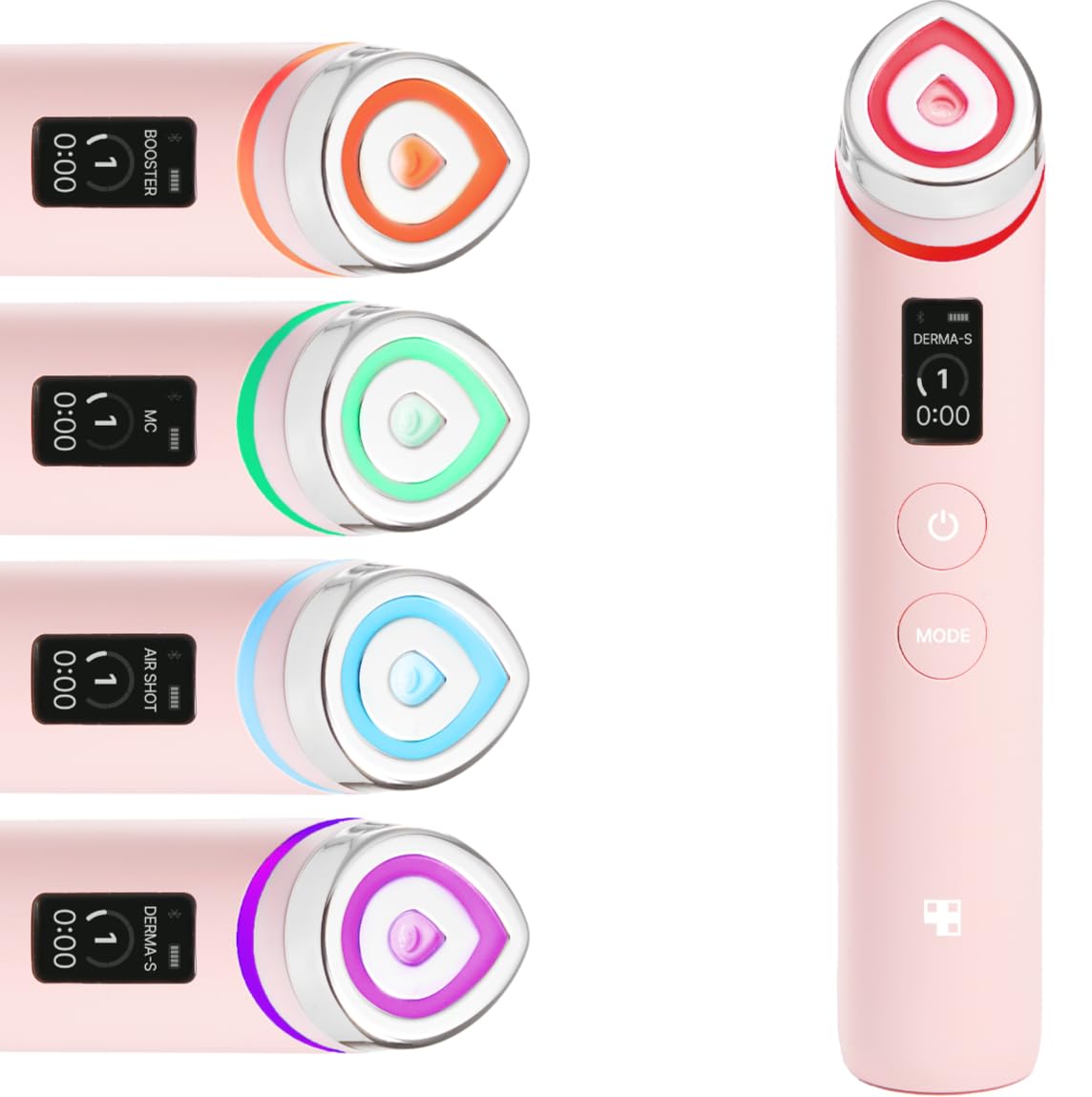 medicube support Pro 6-in-1 Glass Glow Massager front view, pink