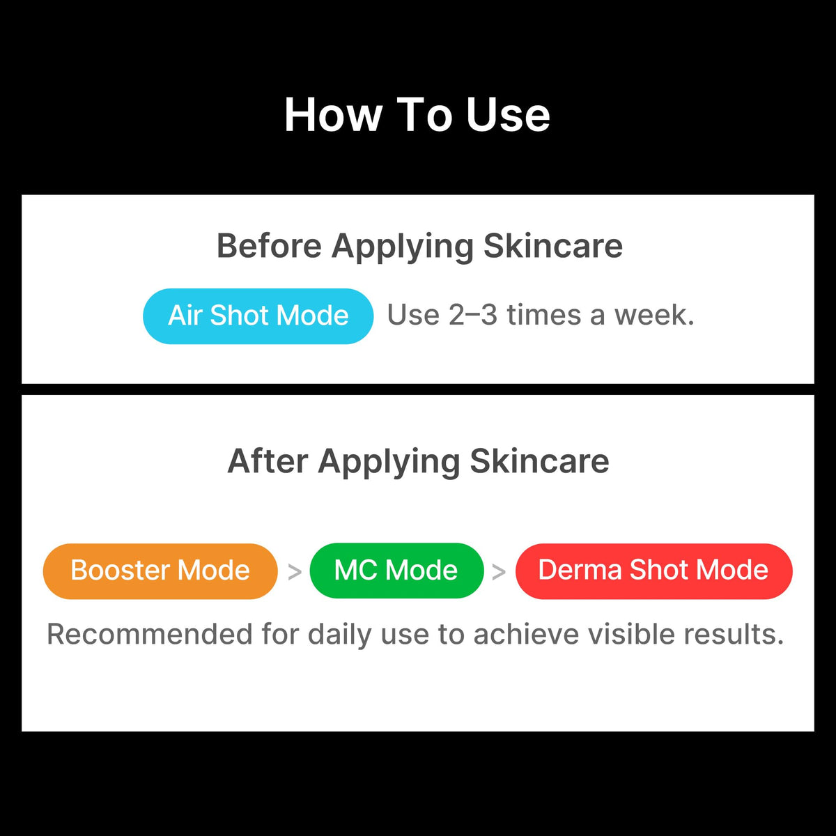 medicube support Pro black massager on a vanity
