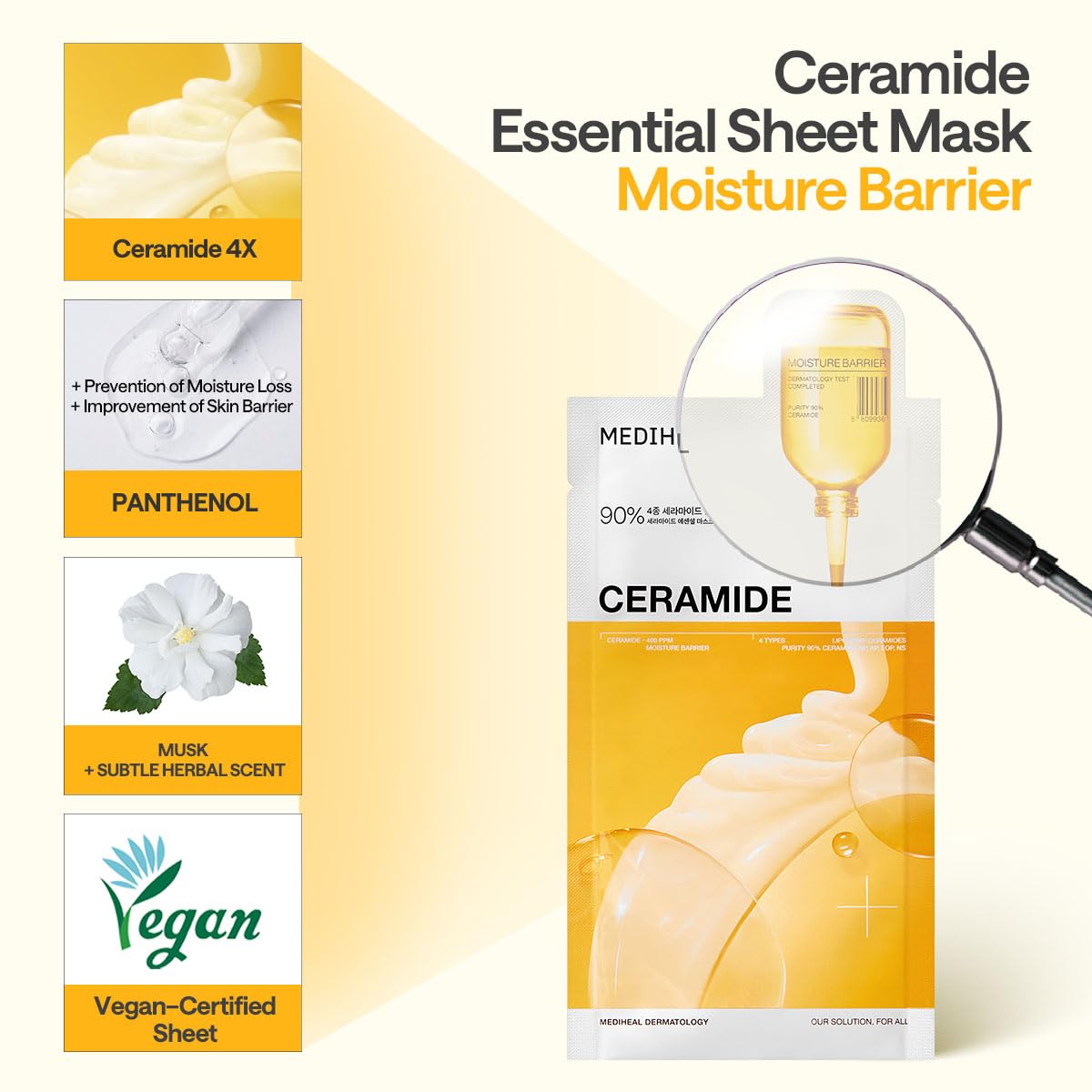 MEDIHEAL Ceramide Essential Face Sheet Mask with essence dripping