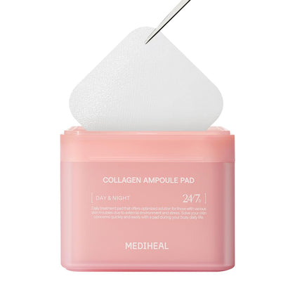 MEDIHEAL Collagen Ampoule Toner Pads front view with packaging