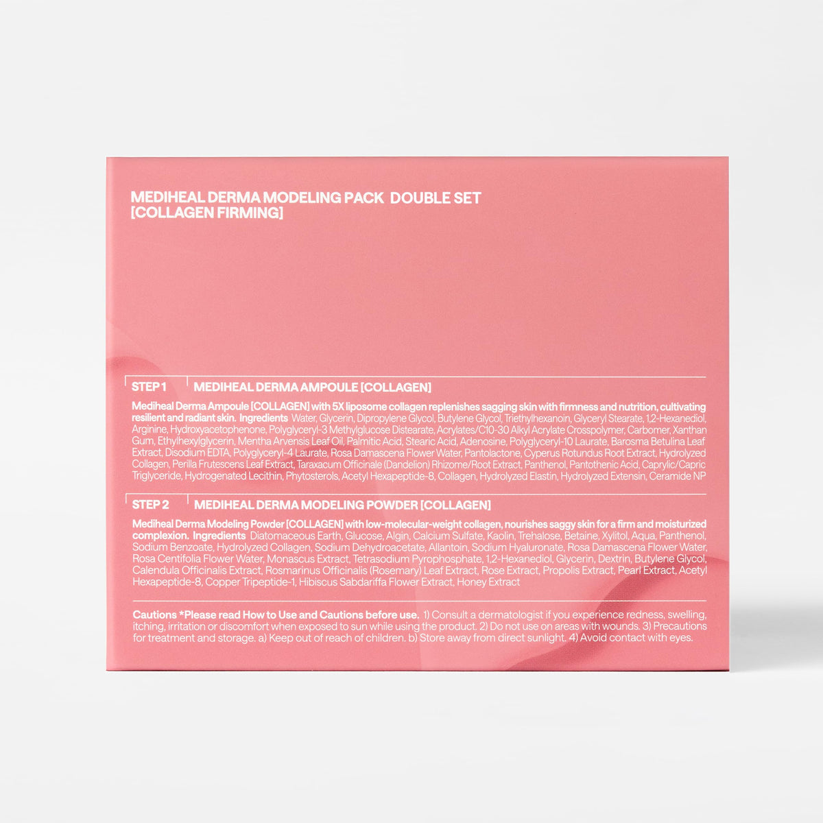 MEDIHEAL Collagen Derma Modeling Pack contents showing ampoule and powder