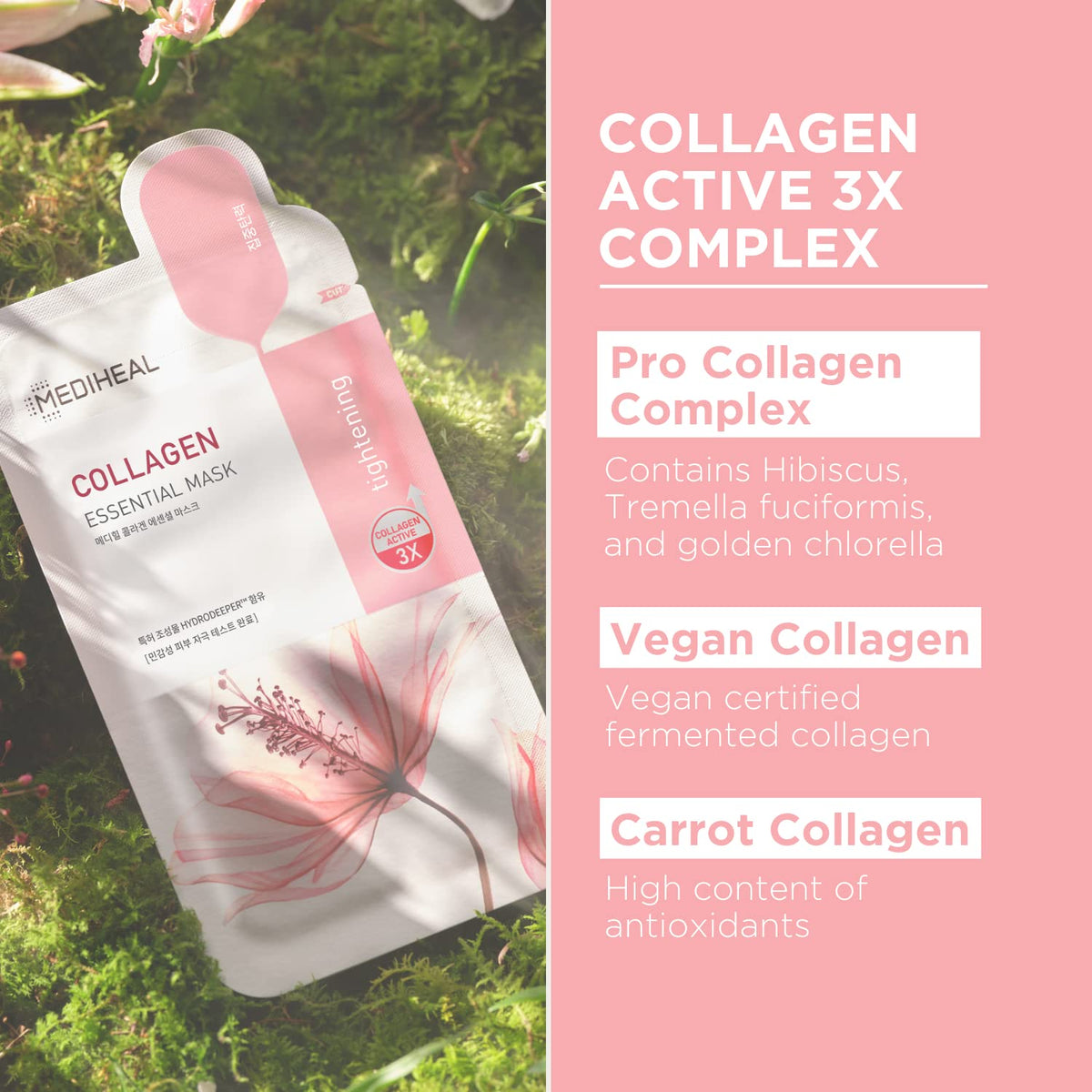 MEDIHEAL Collagen Essential Face Mask close-up showing texture