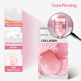 MEDIHEAL Collagen Essential Face Sheet Mask in use with skincare products