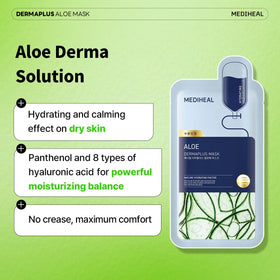 MEDIHEAL Dermaplus Aloe Daily Hydrating Mask on a model's face