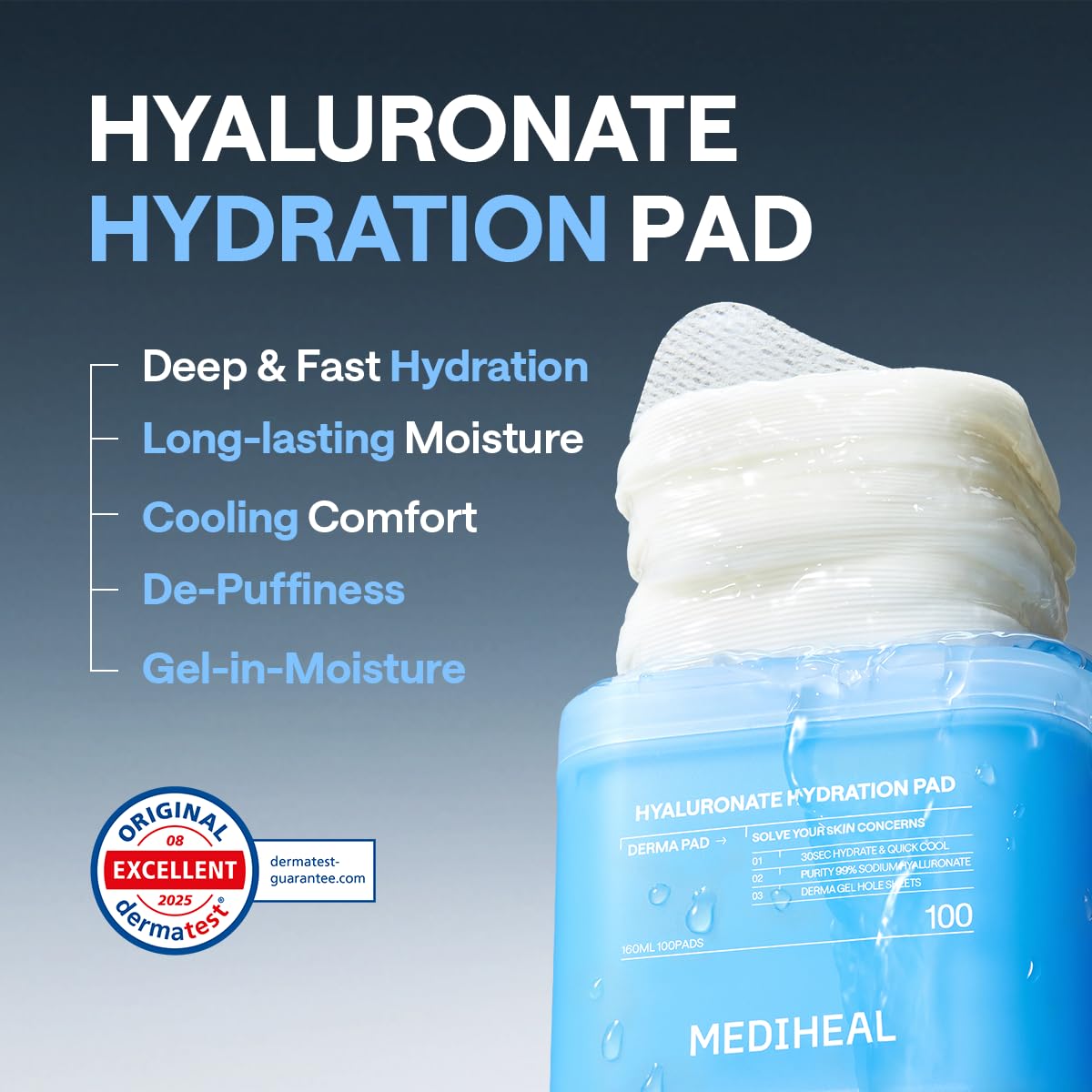 MEDIHEAL Hyaluronate Hydration Toner Pad in hand for application