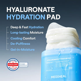 MEDIHEAL Hyaluronate Hydration Toner Pad in hand for application