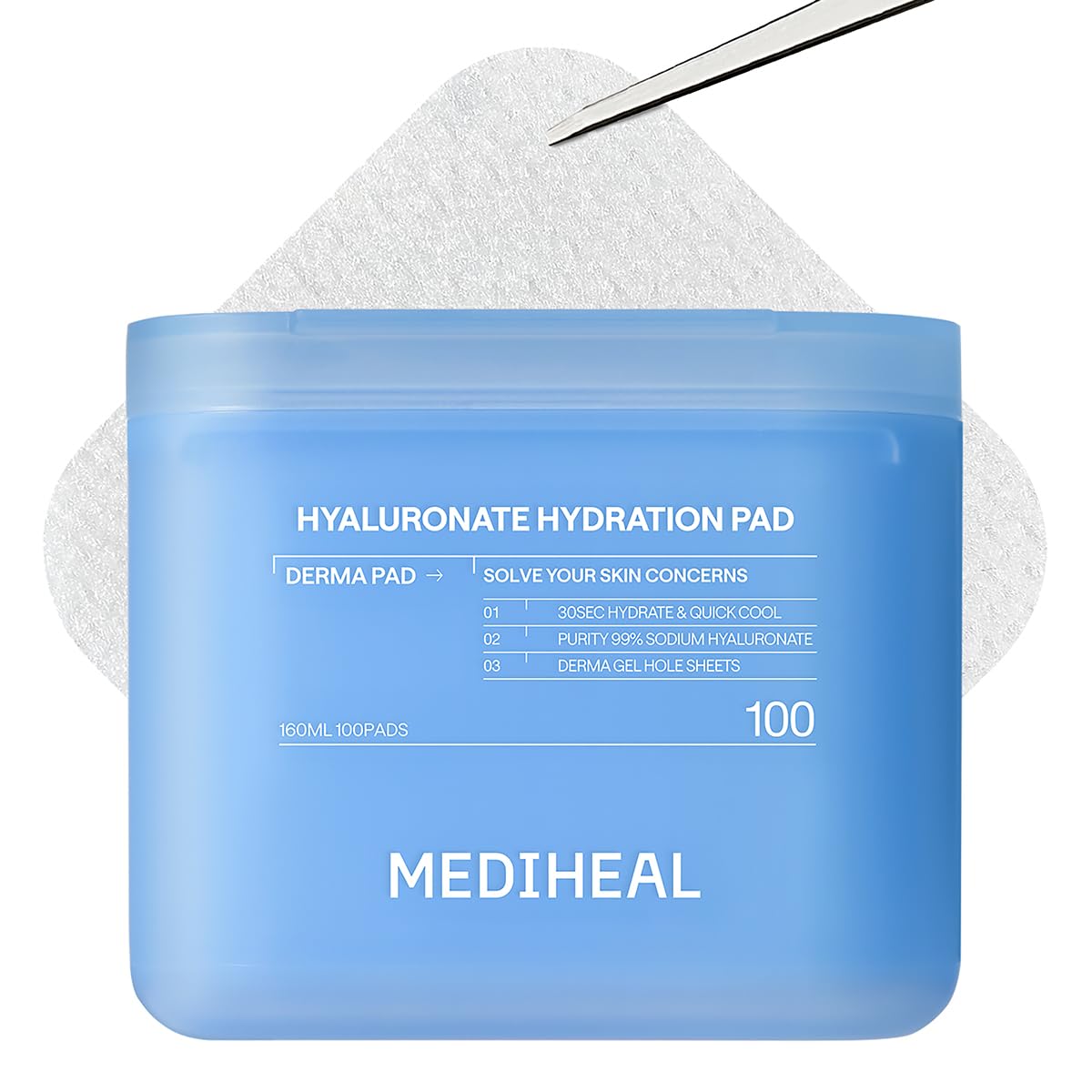 MEDIHEAL Hyaluronate Hydration Toner Pads front view with packaging