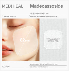 MEDIHEAL Madecassoside Blemish Care Toner Pad in use on skin