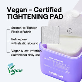 MEDIHEAL PDRN Lifting Toner Pads with ingredients