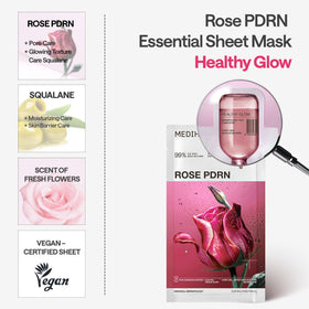 MEDIHEAL Rose PDRN Essential Face Sheet Mask application on a model