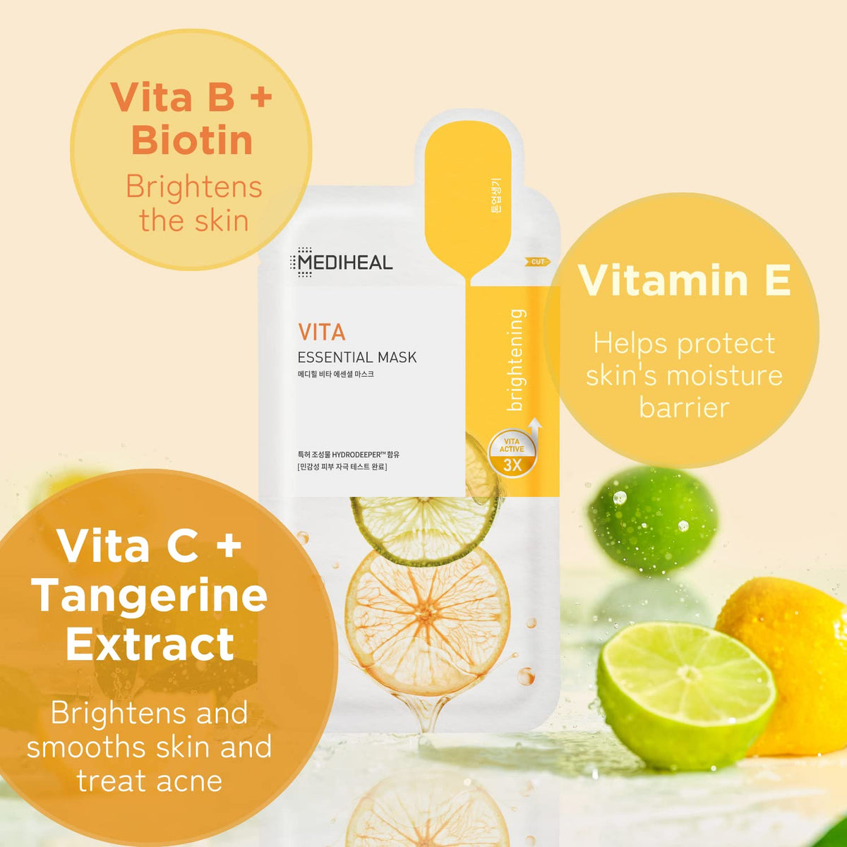 MEDIHEAL Vita Essential Face Mask application on model