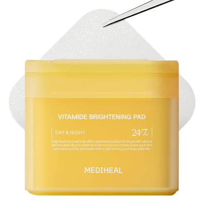 MEDIHEAL Vitamide Brightening Toner Pads front view with packaging
