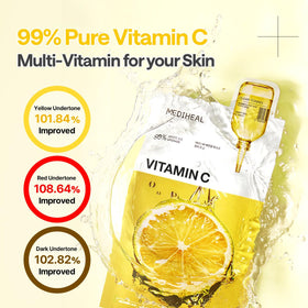 MEDIHEAL Vitamin C Essential Face Sheet Mask in use