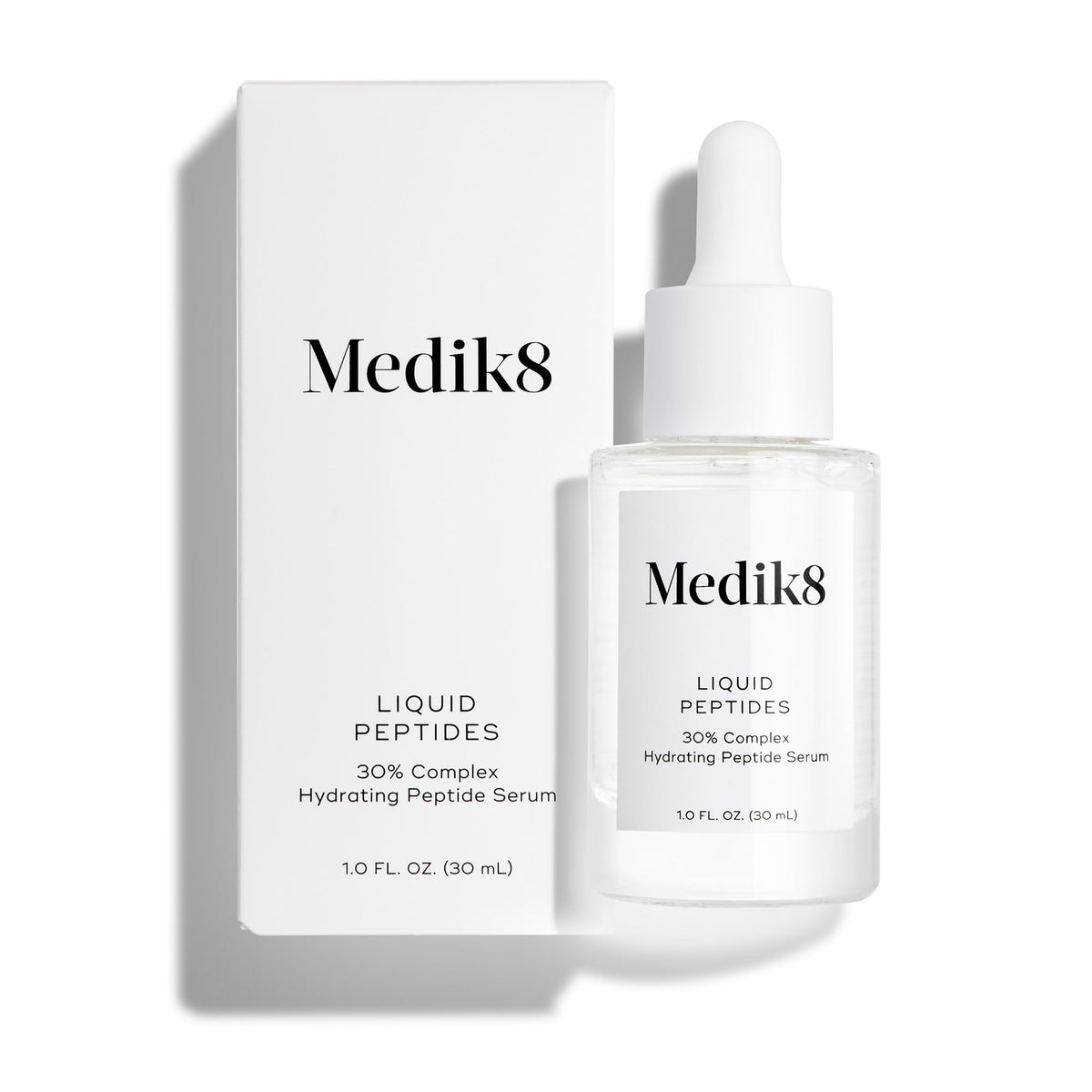 Medik8 Liquid Peptides front view of the serum bottle