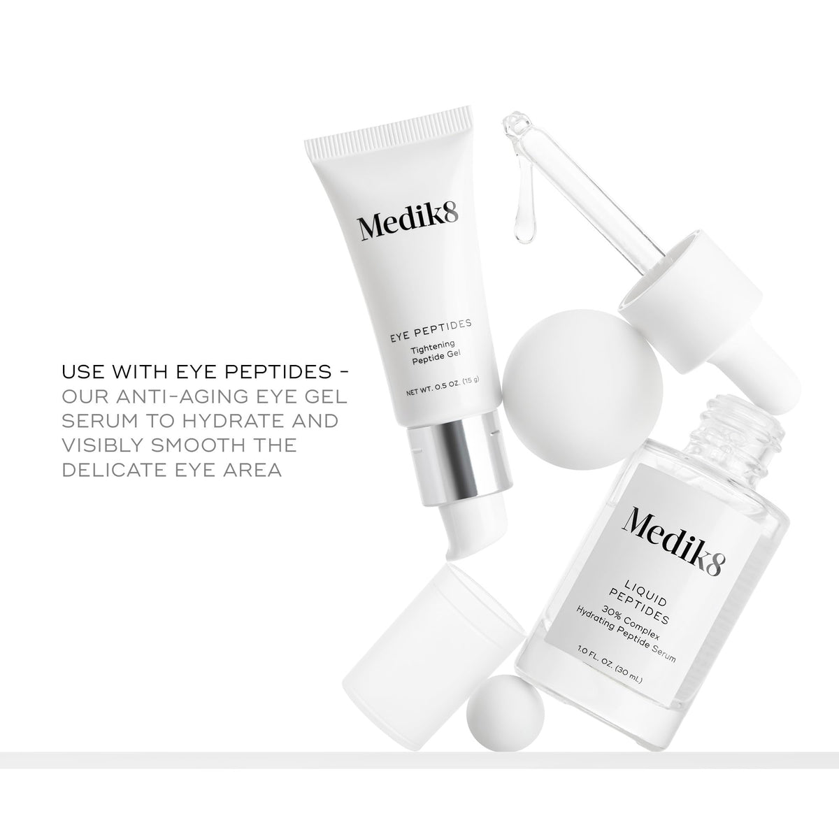 Medik8 Liquid Peptides serum lifestyle scene with plants