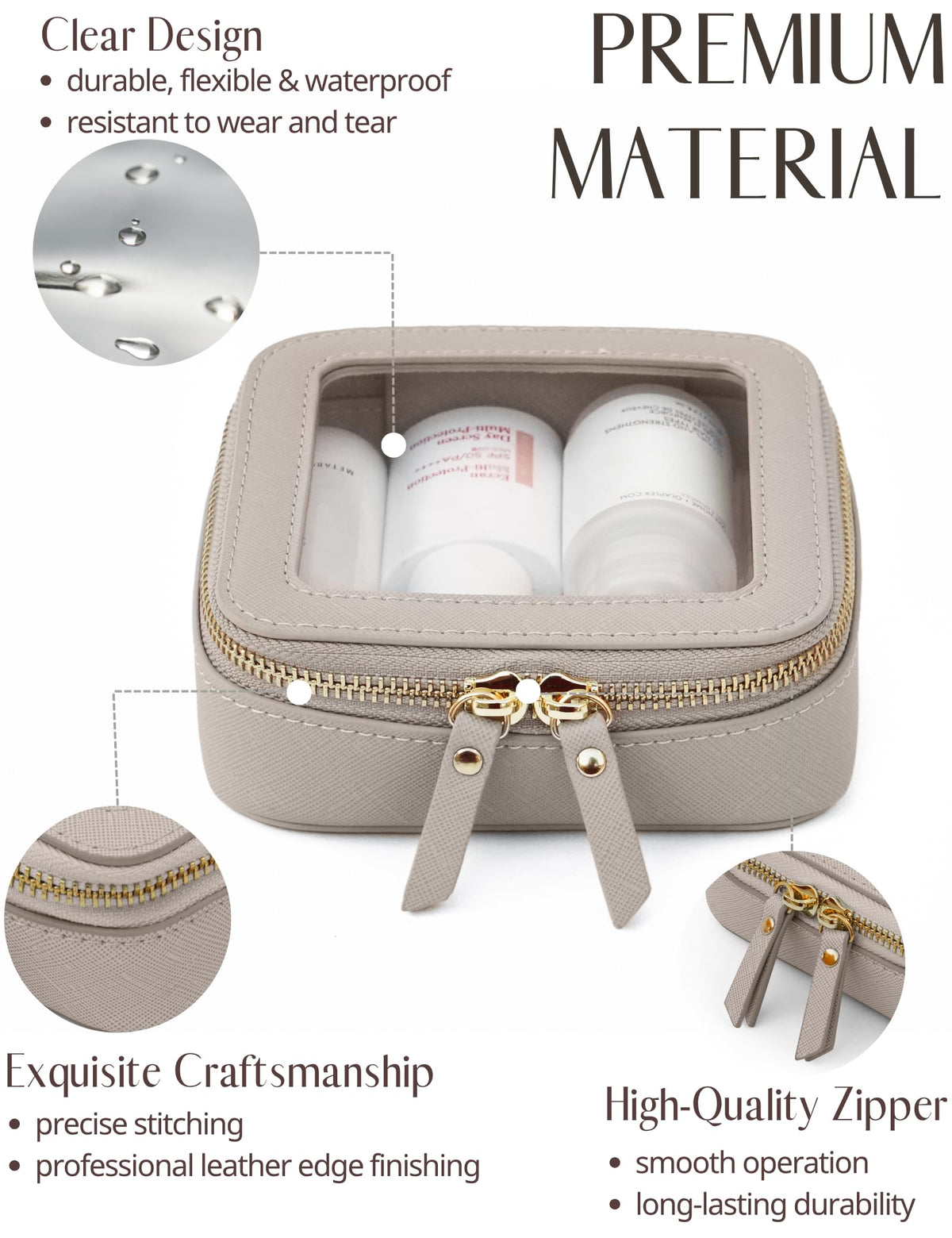 Medium clear makeup bag measuring 8.3'' x 6.1'' x 2.4''