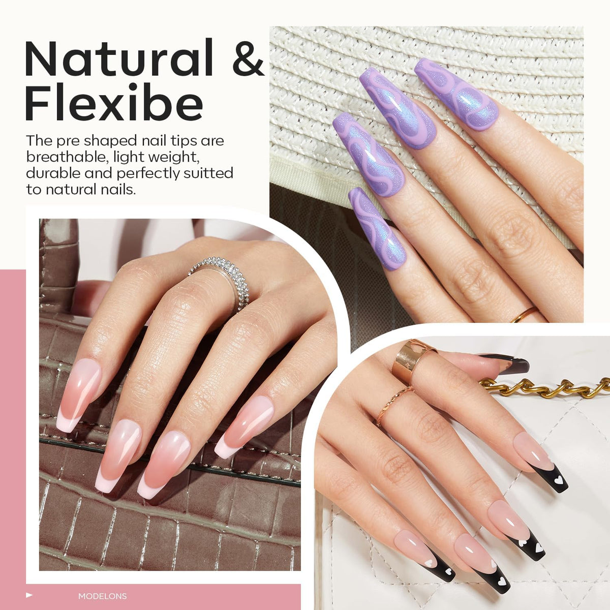 medium coffin nail tips in various sizes