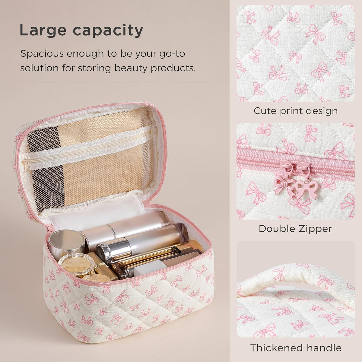 Medium HBselect makeup bag showcasing interior space