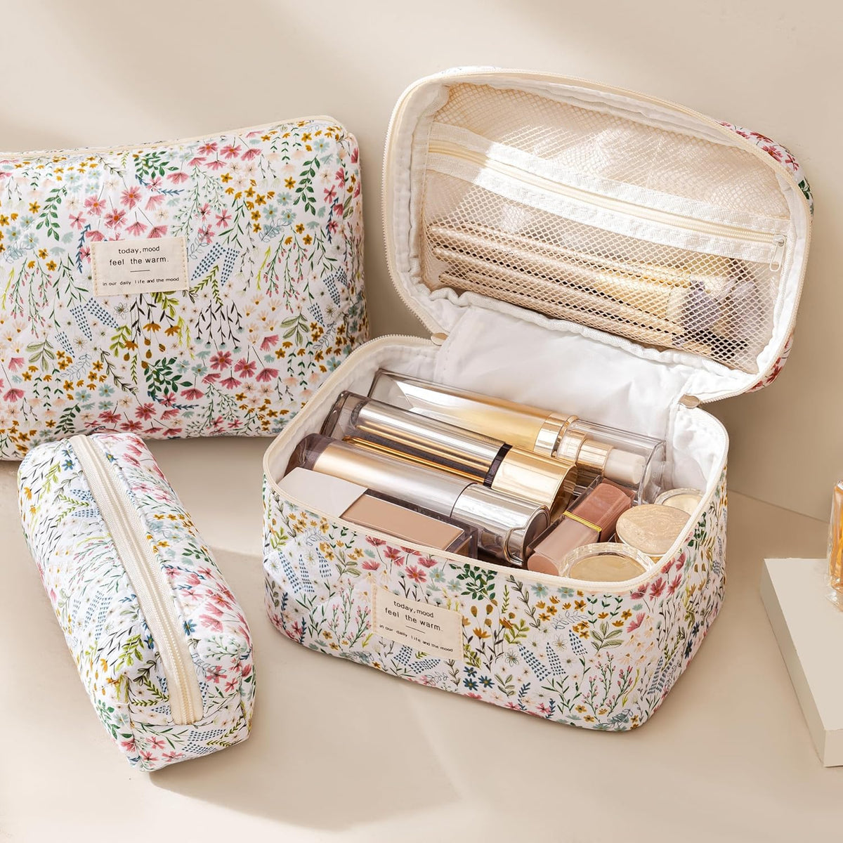 Medium HBselect makeup bag with cosmetics inside