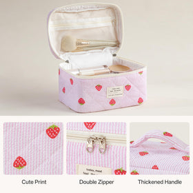 Medium HBselect Quilted Makeup Bag with cosmetics inside