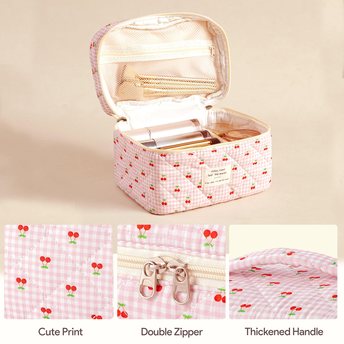 Medium size HBselect cosmetic bag with floral pattern inside view
