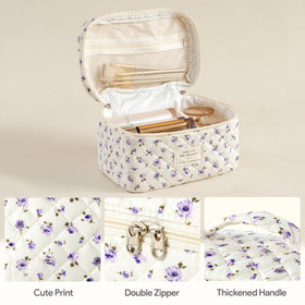 Medium size HBselect Quilted Makeup Bag displaying contents