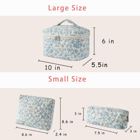 medium uekeboag floral makeup bag with zipper open, showcasing interior