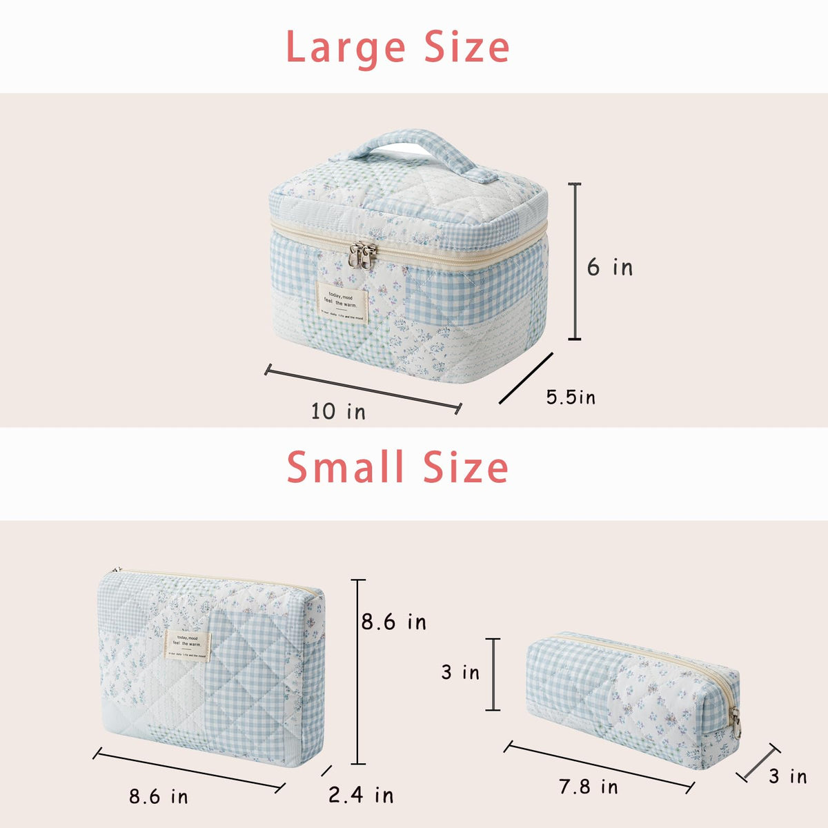Medium uekeboag Quilted Makeup Bag with floral pattern