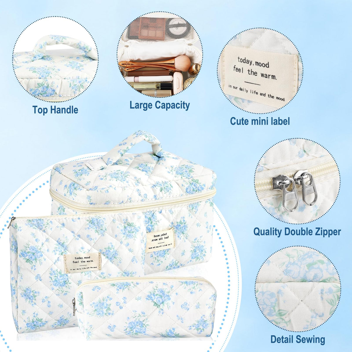 Medium URSKYTOUS floral makeup bag for brushes