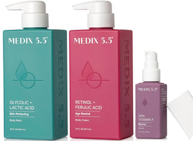 Medix 5.5 Anti Aging Skin Care Set including Retinol Cream, AHA Wash, and Vitamin F Serum