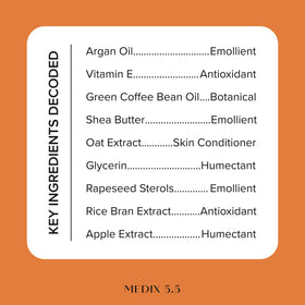 Medix 5.5 Argan Oil Cream with ingredients display