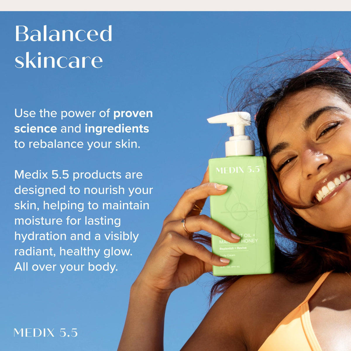 Medix 5.5 Coconut Oil Lotion with Manuka Honey on a wooden surface