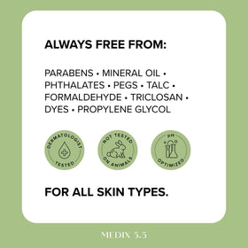 Medix 5.5 Coconut Oil Lotion with Manuka Honey with a towel