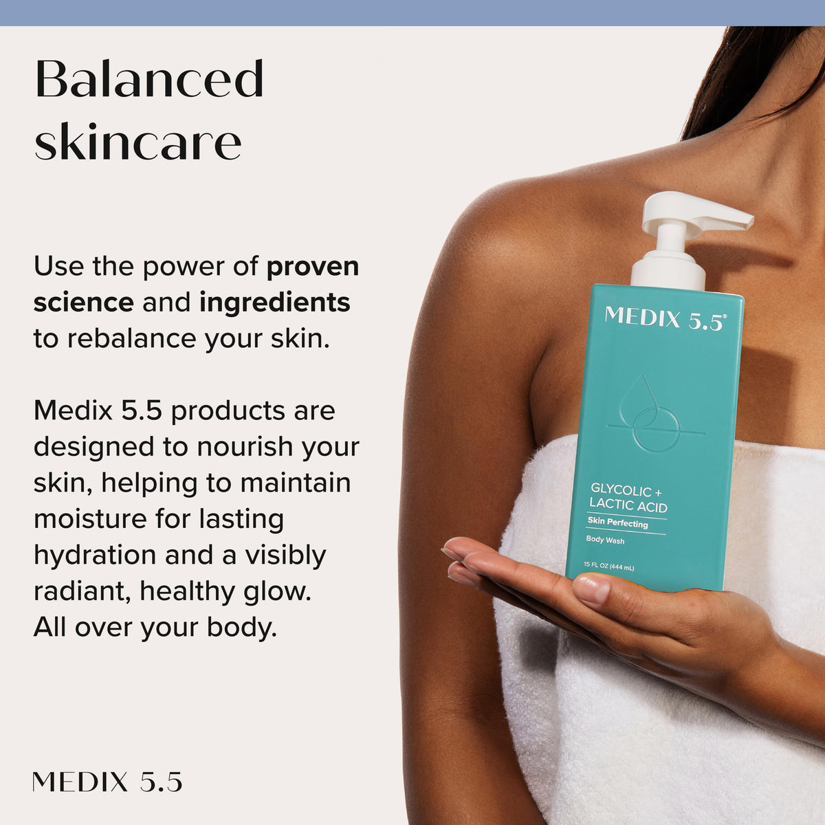 Medix 5.5 Glycolic Acid Exfoliating Body Wash packaging