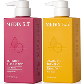 Medix 5.5 Retinol Body Cream and Vitamin C Lotion set with packaging
